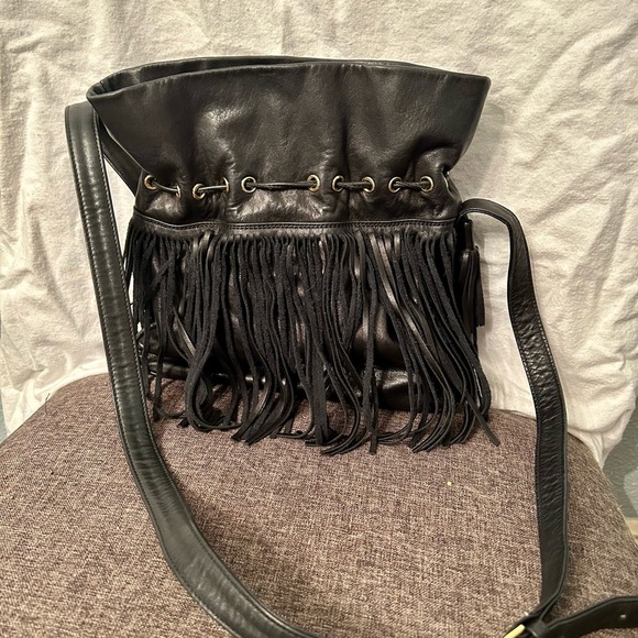 YSL Small Black Leather Fringe - Picture 6 of 8